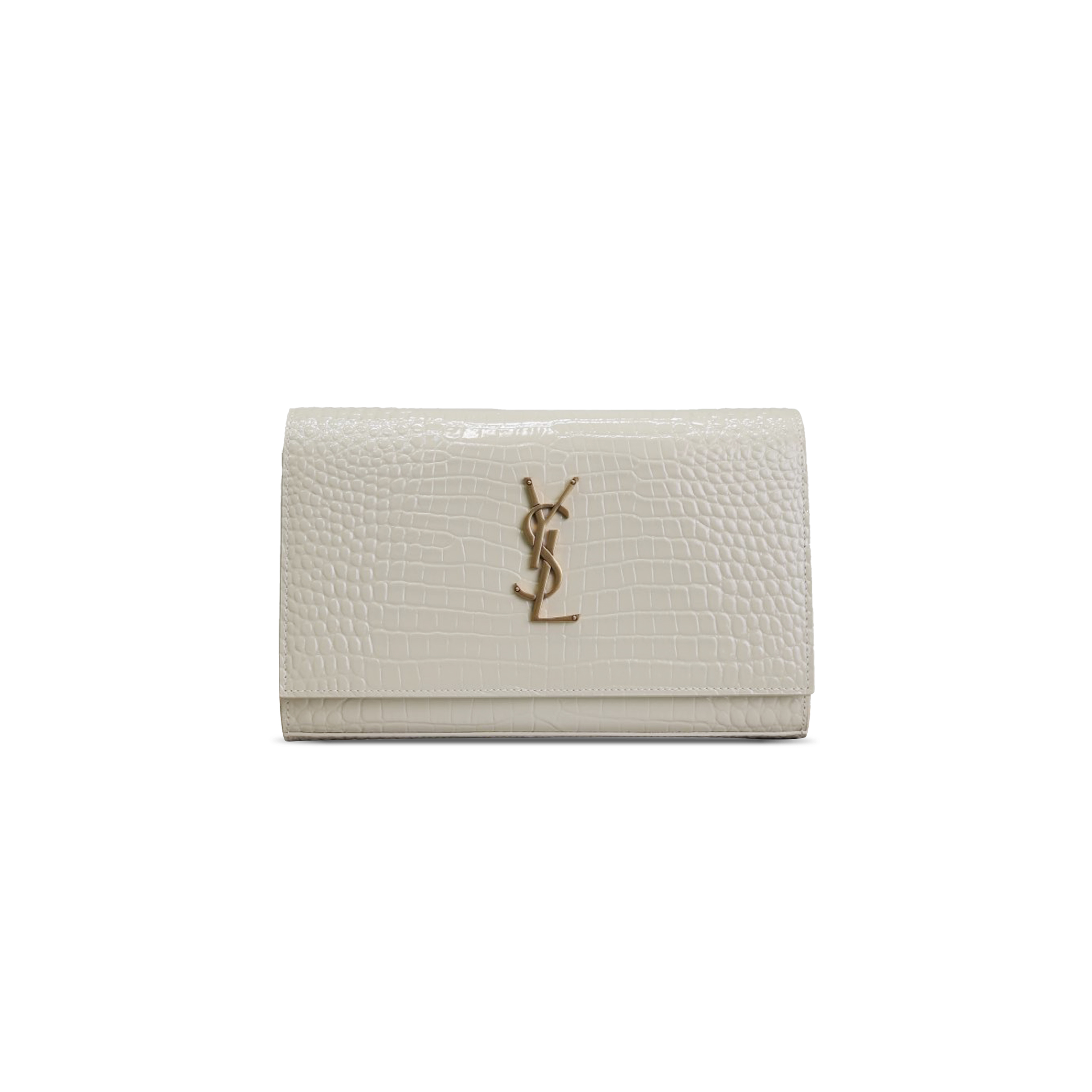 Y*S*L CASSANDRE CHAIN WALLET IN CROCODILE-EMBOSSED SHINY LEATHER 743364 (23*14*4cm)